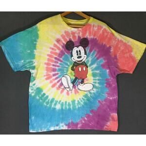 Vintage Disney Mickey Mouse Tie Dye T-Shirt XL Rainbow Spiral #3